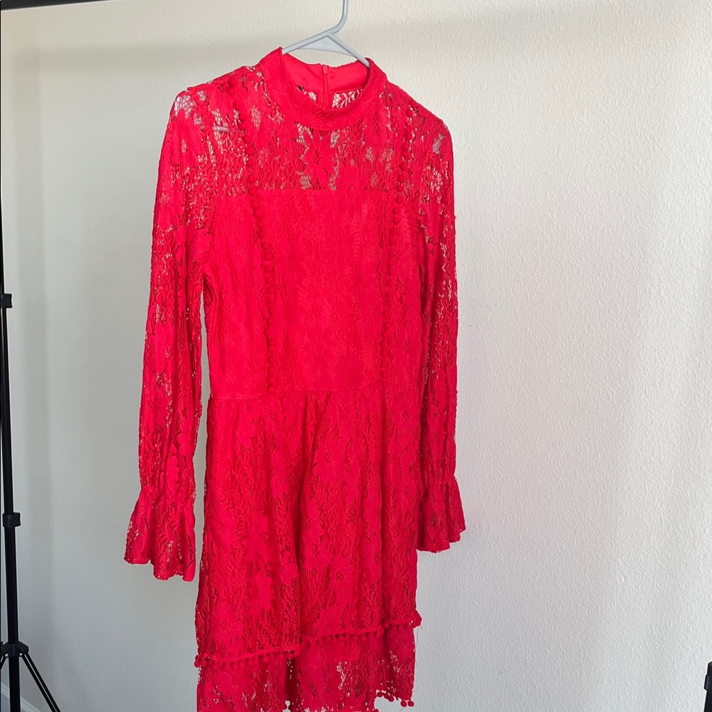 Red Lace Long Sleeve Dress